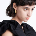 18K Gold Plated Stainless Steel Jewelry Geometric Braided Inner Hollow Stud Earrings E211246