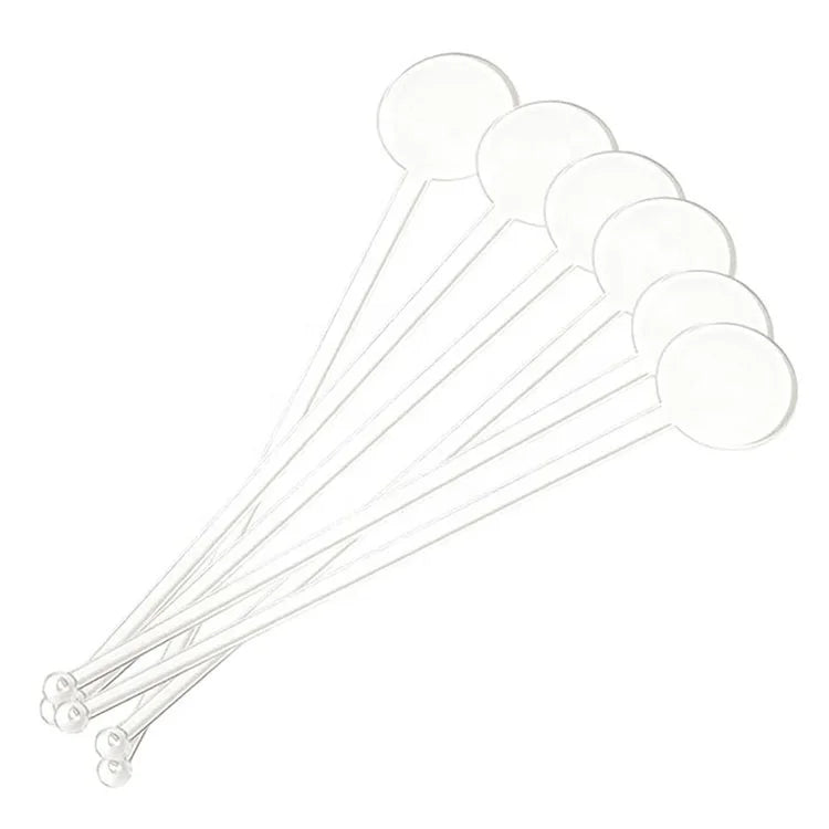 7 Inches Plastic Disc Top Transparent Clear Bar Drinks Coffee Whiskey Beverage Mixing Rod Cocktail Swizzle Sticks