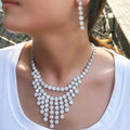 Shiny Round Micro Paved Cubic Zircon CZ Bridal Tennis Necklace and Earring Wedding Luxury Big Jewelry Set for Women Accessories
