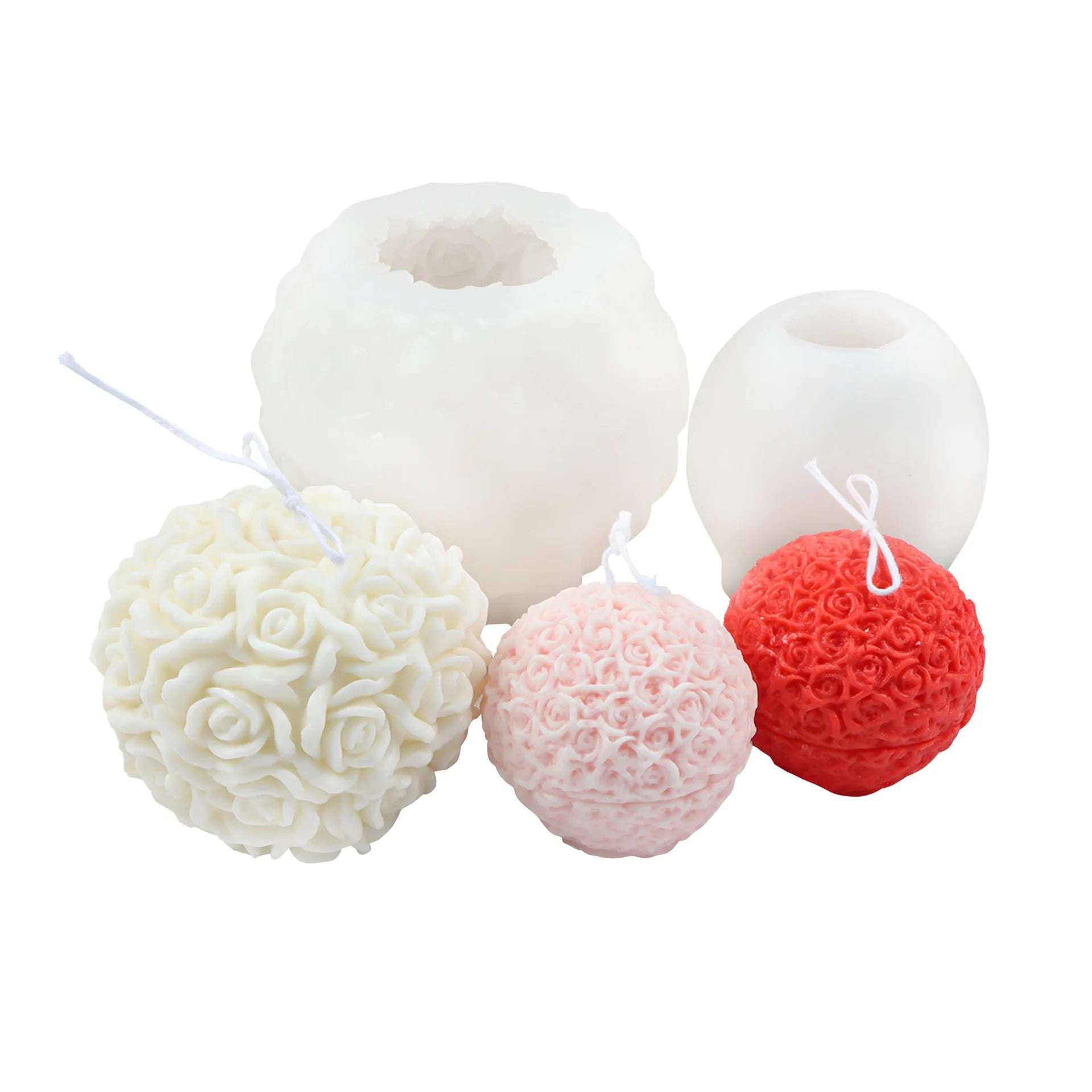 Easy Release 3D Rose Flowers Silicone Mould Valentine's Day Resin Casting Mold for Candle Soap Making  Rose Ball Candle Mold