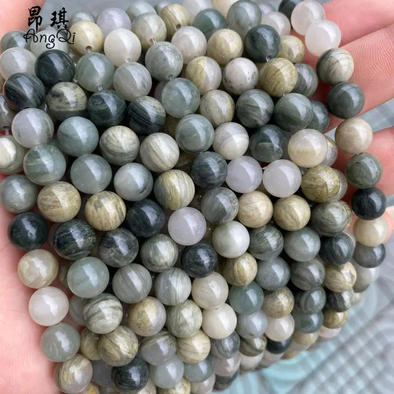Cheap Price Wholesale Natural Stone Beads Round Natural Green Grass Jasper Loose Beads Jewelry Making