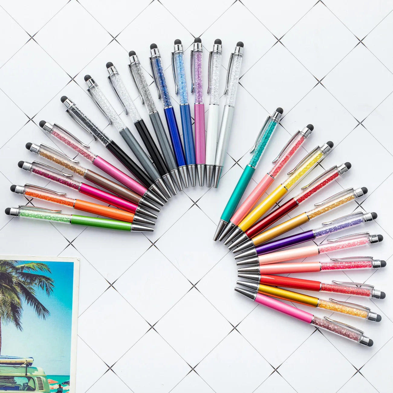 Novelty Metal Ballpoint Pen Touch Screen Crystal Filled Pen Promotional Creative Gift for Classmate Co-worker Student Stationery