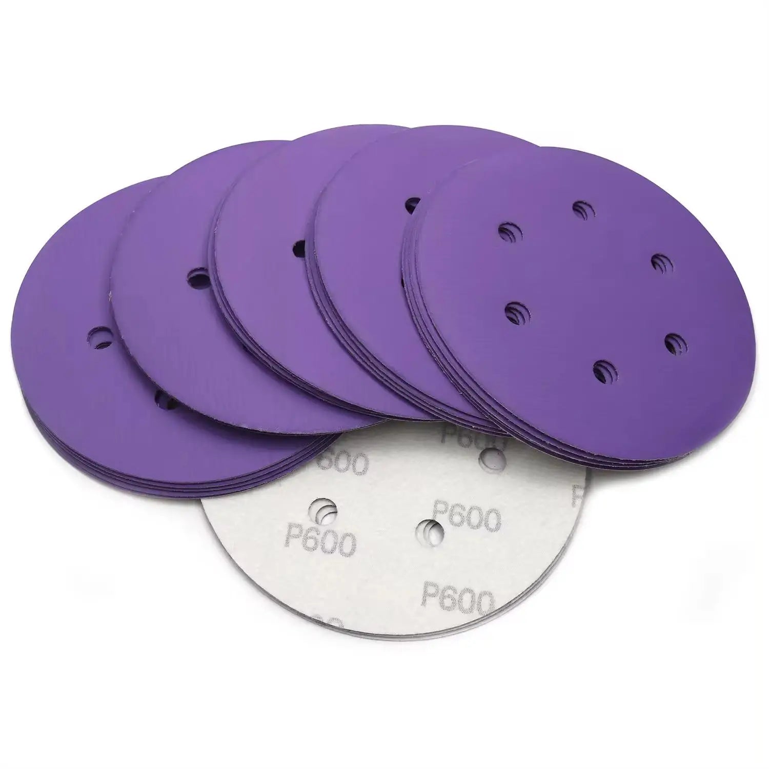 6 Inch 150mm Ceramic Sand discs 6 Holes Purple Aluminum Oxide High Hardness 1mm Customizable OEM Polishing Abrasive Disc
