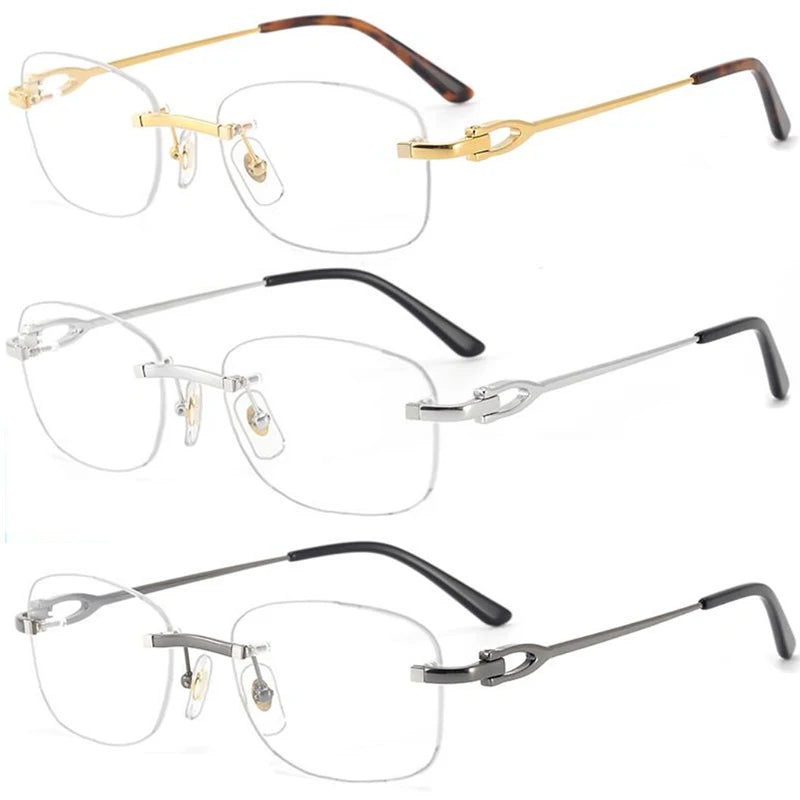 Rimless Square Pure Titanium 2023 Newest Prescription Spectacle Frame Eye Glasses Optical