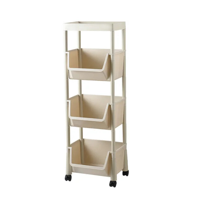 4 Layer Removable Plastic Gap Bathroom Storage Rack with Fridge Side Shelf Storage Tower