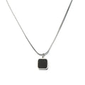 High-Grade Stainless Steel Necklace with Square Pendant Simple Black Design Trendy Unisex Clavicle Chain for Men Women Children