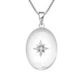 925 Sterling Silver Oval Shaped Pendant North Star Picture Locket Customized Unfinished Ash Pendant Round Zircon