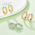 18K Yellow/ Rose Gold Plated Silver 925 Original Total 2 Ct Brilliant Cut Shiny  Micro Diamond D Color Moissanite Stud Earrings