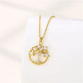 Elegant Trendy Women's Stainless Steel Tree of Life Crystal Necklace Gold Plated Rhinestones Pendant