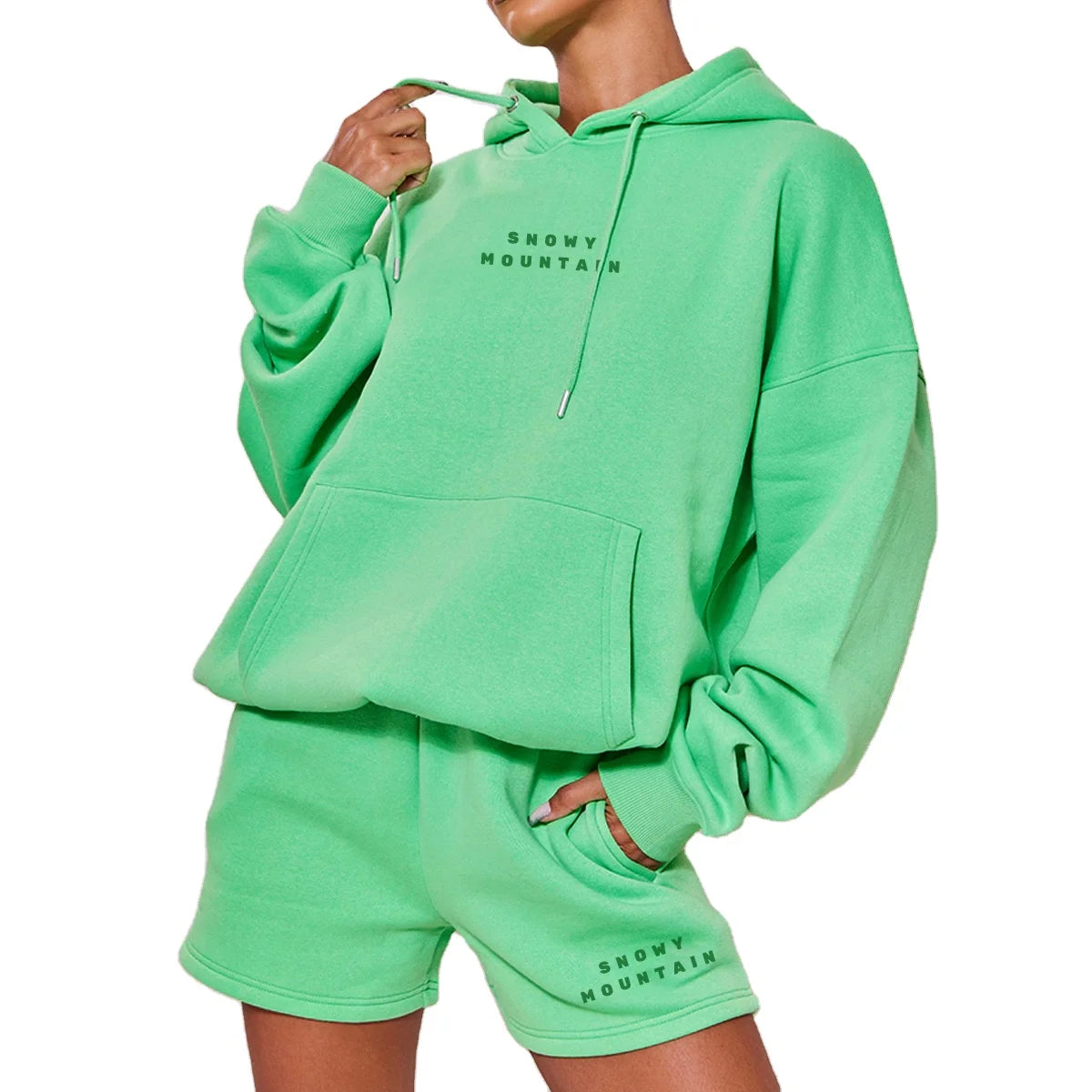 Custom Logo Printing Embroidery Hoodies Sweatpants Clothing Set Cotton Long Sleeved Pullover Hoodie Women
