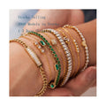 Fashion Bracelet Jewelry 18K Gold Plated Stainless Steel Green Cubic Zirconia Dainty Snake Butterfly Tennis Link Chain Bracelets