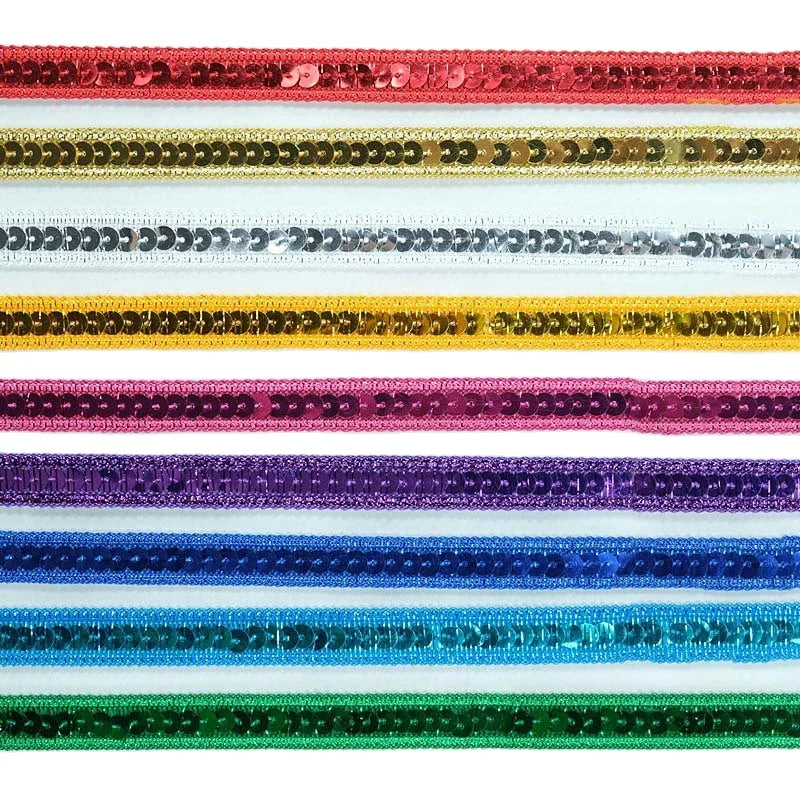 14mm Diy Clothes Garment Accessories Colored Polyester Knitted Lace Trims Sequined Costume Dress Decorative Textile Lace Fabric