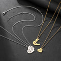 2PCS/Set Mother Daughter Stainless Steel Sun Moon Double Love Heart Pendant Necklace for Mothers Day Gift