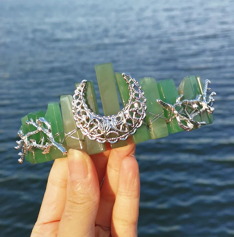 HZ Top quality plating color handmade comb custom dragonfly accessories moon light purple crown bridal headband hair accessories crystal crafts
