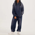 Custom High Quality Sun Faded Acid Wash Hoodie and Sweatpants Set Vintage Tracksuit Sweatsuit Sweat Jogger Pant Suit for Men