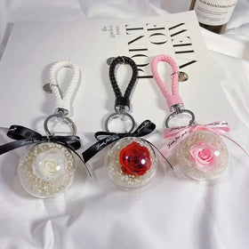 Wholesale Preserved Rose Flower Keychain for Girl Women Car KeyChain Bag Charm Mother's Day Gift Eternal Flower Rose Key Chains