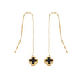 Nabest 18K Gold Plated Earrings Wire Link Women Waterproof Stainless Steel Four Leaf Clover Charm Tassel Earing Jewelry