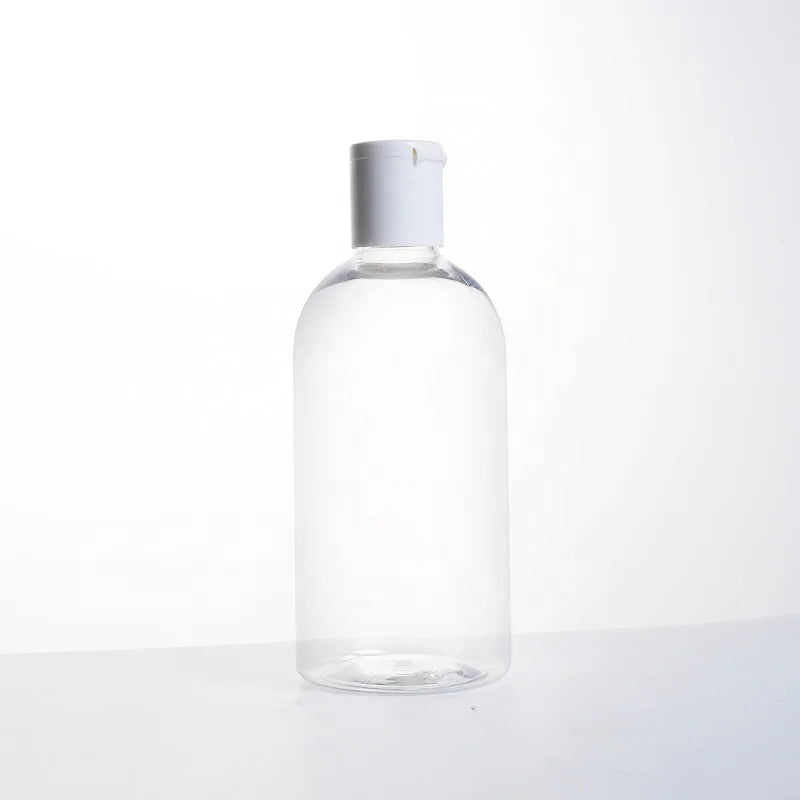 300ml PET Plastic clear Cosmetic Bottle Container with Flip Lid / Empty Transparent Round Shape Bottles for Liquid for Sale