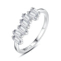 Dainty 925 Sterling Silver baguette Tennis Ring Women Simple Iced Out CZ Diamond Finger Ring