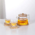 20oz Modern Eco-Friendly Borosilicate Glass Stovetop Safe Flower Teapot Set Bamboo Lid Loose Leaf Tea Filter Spout for Blooming