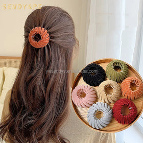 Autumn Winter New Bird Nest Shaped Ponytail Holder Flocking Hair Clips for Girls Bun Hair Accessory Styling Tools Wholesale