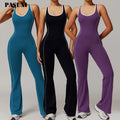PASUXI Women's Athletic Backless Racerback Jumpsuit Breathable Four-Way Stretch Seamless Sporty Running Workout One Piece Gym