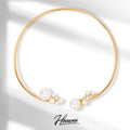 HOVANCI Crystal Point Necklace 8 Tarnish Free 18k Gold Plated Plain Pearl Gold Cuff Choker Necklace Women