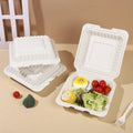 Wholesale Cornstarch Clamshell Box Three-Cell One-Time Cornstarch Lunch Box Compartment For Take-Out Box
