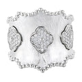 Fine Beaded Four Leaf Flower Jewelry Rings for Women 925 Sterling Silver Fashion Adjustable Statement Mens Zircon Ring Custom