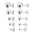GE50 Korean Fashion Hypoallergenic Piercings Multiple Sizes 925 Sterling Silver Mini Bead Ball Stud Earrings Women Fine Jewelry