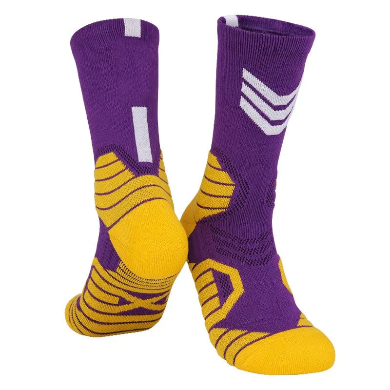 Cushion logo Laker Crew Running Compression Athletic Sport Men Elite Basketball Socks