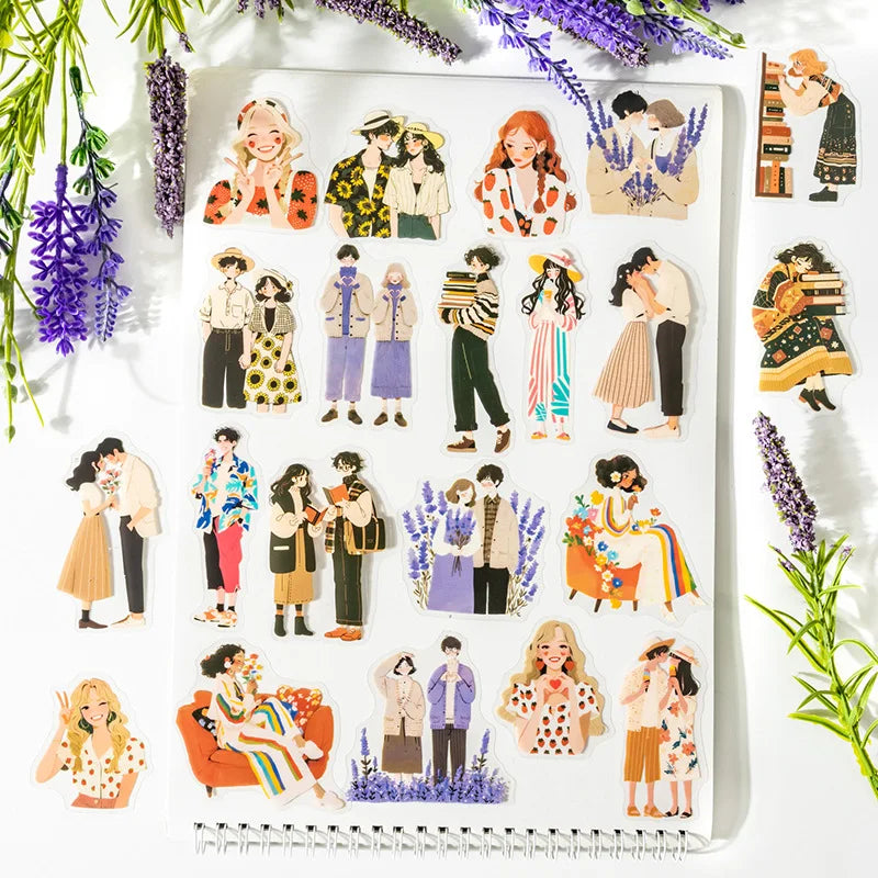 30 Sheets/pack Couple's Theme Character PET Sticker Pack Couple's Weekend Collection 6 Options
