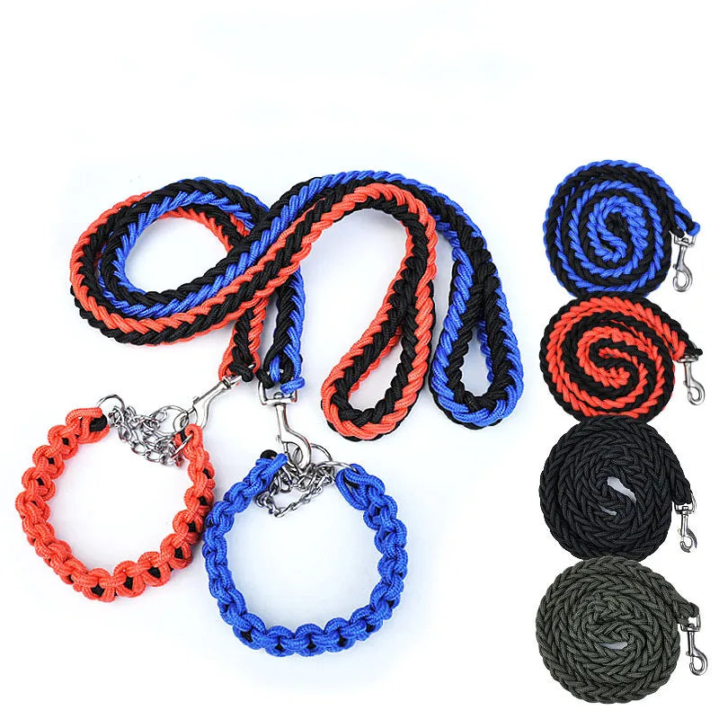 Wholesale Stocked High Quality Strong Large Dog Thick Braided Nylon Heavy Duty Strong Nylon Leash