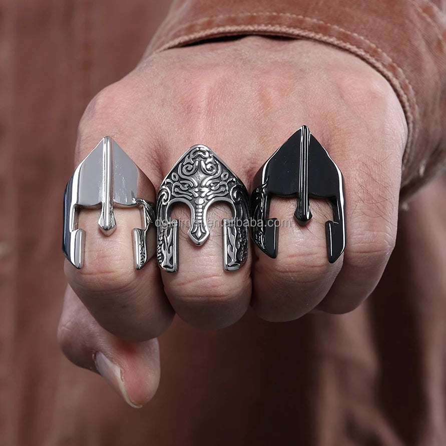 High Quality Mens Charm Jewelry Stainless Steel Helmet Ring Mask Finger Ring Punk Jewelry for Men