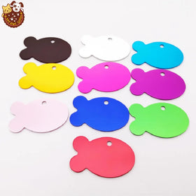 Wholesale Fish Shape Engraved Name Phone Number for Pet Dog Cat ID Tag Dog Name Pendent Necklace Engraved Anodized Aluminum Tags