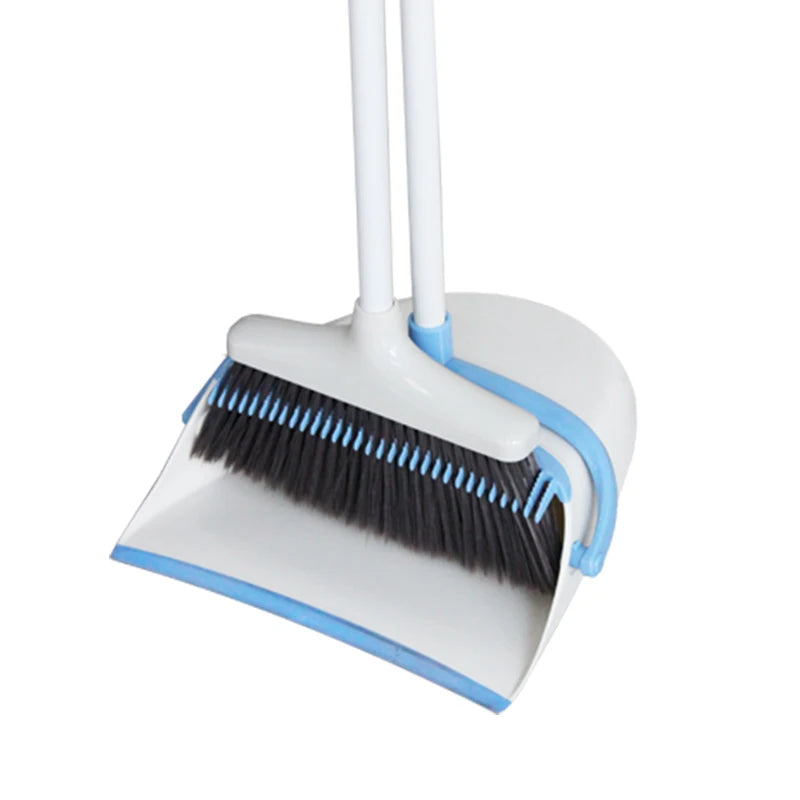 Long Handle Plastic PP Broom with Aluminum Broomstick and Dustpan Set for Home Cleaning & Mopping