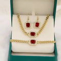 JXX JSD-35 Brass Gold Plated Jewelry Set for Weddings Parties Engagements Anniversaries Includes Chain Necklaces Earrings