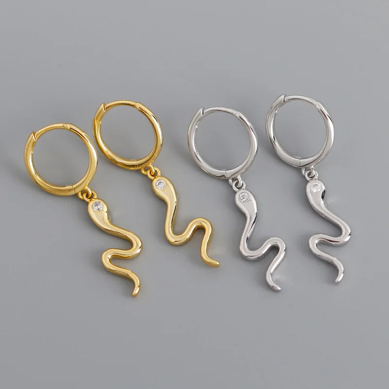 Fashion Trending Jewelry New 925 Sterling Silver Animal Snake Shape Hoop Earrings for Women