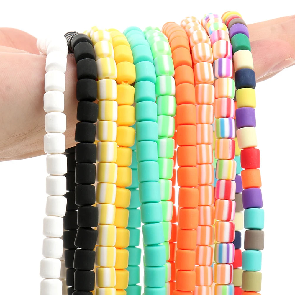6mm Barrel Shape Polymer Clay Tube Beads Colorful Loose Spacer for Jewelry Making DIY Bracelet Ceramic Clay & Porcelain Beads
