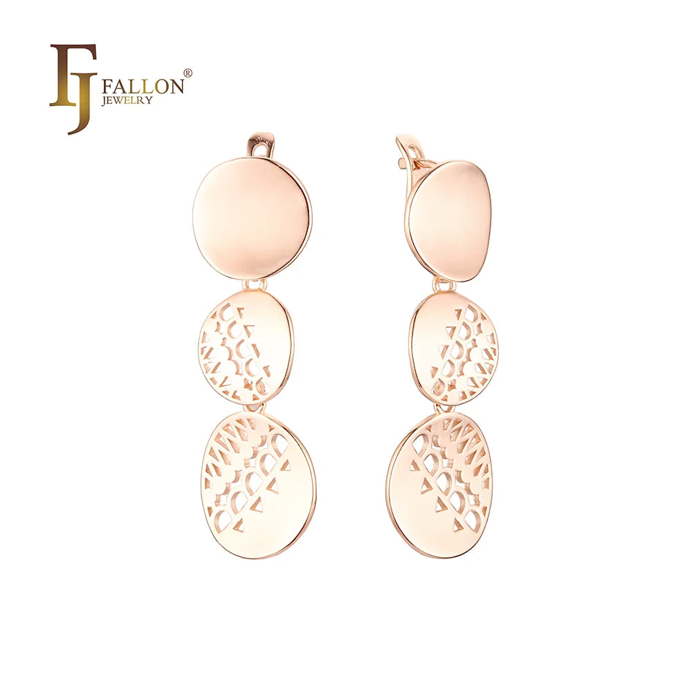 FJ Fallon Fashion Jewelry Earrings Plated in Rose Gold Brass Based