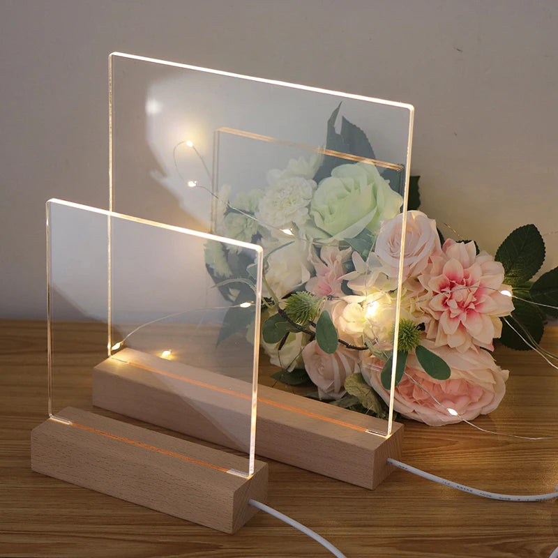 Customized Wood Base Acrylic Led Light Remote Control 3D Led Bed Light Lamp