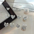 Paso Sico Luxury Heart Bow 3D Water Drop Heart Nail Rhinestones Wearable Nail Charms Decorations with Pile Drill