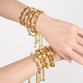 BJG0111B Classic 18K Gold Plated Stainless Steel Beaded Bracelets Zircon Trendy Wedding Fashion Gift High Quality Handmade