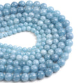 Dyed Aquamarine Loose Beads Dark Blue Round Beads Handmade Beaded Semi-finished Materials Diy Jewelry Accessories