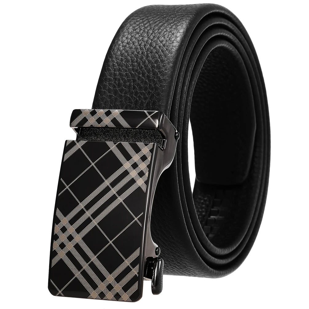 LY36-00101-5  Factory OEM  Custom Logo Automatic Buckle Wholesale Belt Genuine Leather Men's Black Business Brown Item