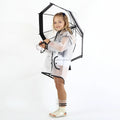 Dome Transparent Kid Umbrella Plastic Handle Manual Nylon Minimalist Design 90cm Diameter