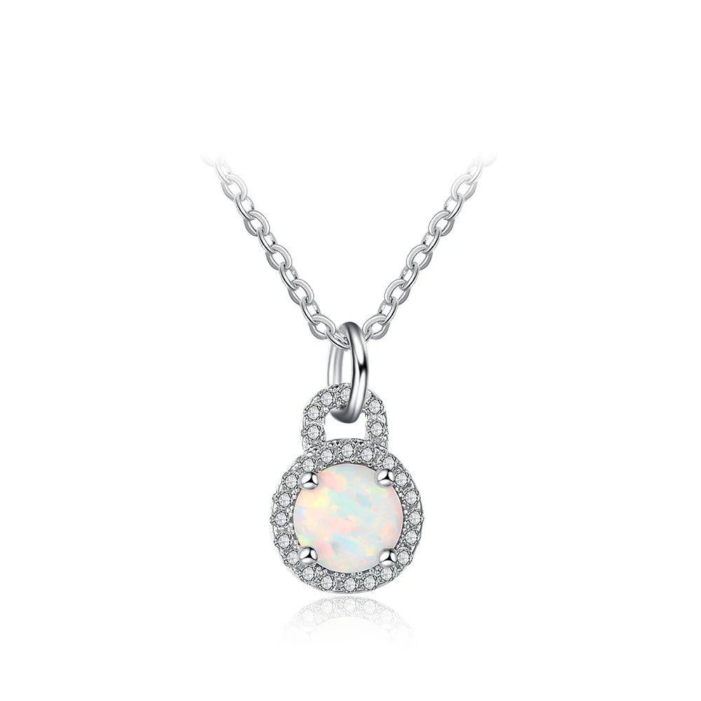 Hot Trendy Silver Pendant Opal Stone Non Fade Popular 925 Sterling Silver Women Opal Necklace