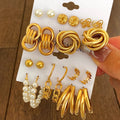 2022 Trendy New Wholesale 6 Pairs Many Designs Pearl Flower butterfly Twist Shape Earring Sets for Women Jewelry
