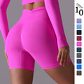 Solid Colour Seamless Peach Buttock High Waisted Skinny Butterfly Yoga Shorts Running Fitness Pants Female