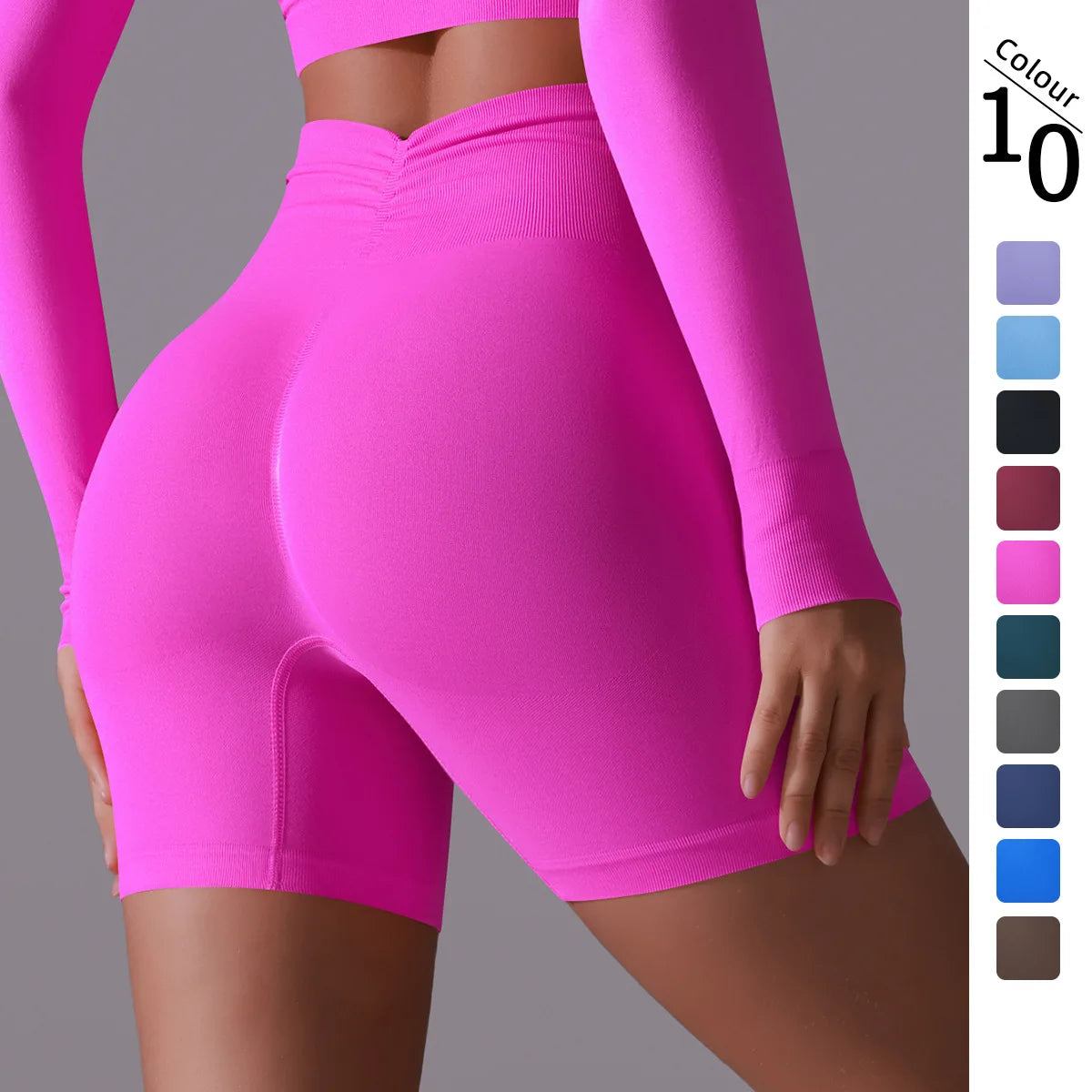 Solid Colour Seamless Peach Buttock High Waisted Skinny Butterfly Yoga Shorts Running Fitness Pants Female